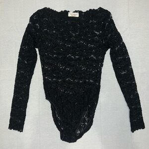 Victoria's Secret 90’s Vintage Gold Label Black Lace Body Suit
